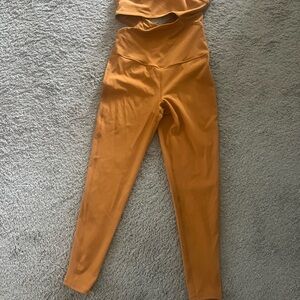 Women's High-Rise Tan athletic Leggings.